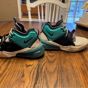 Nike Air Force 270 White Black Teal Mid Top Basketball Sneakers Leather 2018